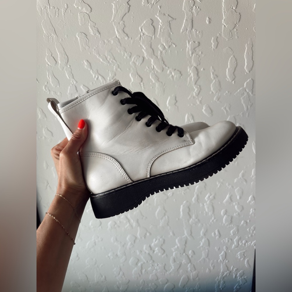 White Combat Boots
